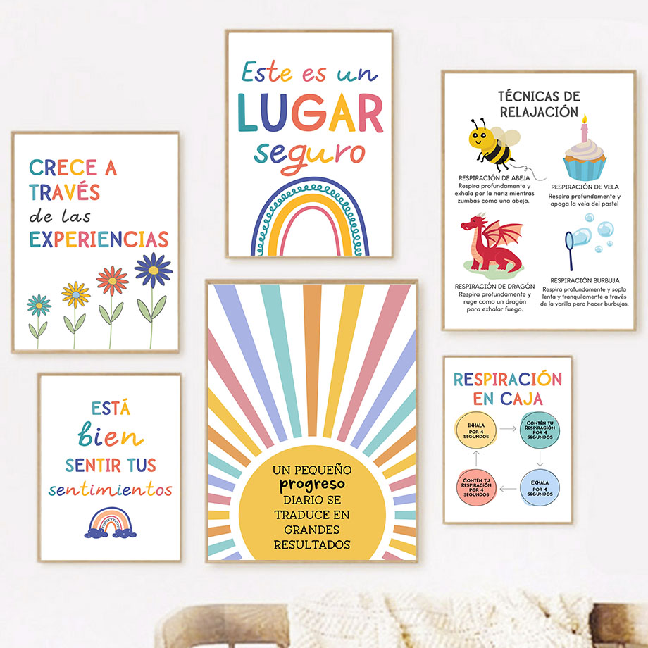 Kids Education Yes - Educazione spagnola Motto Arcobaleno Sole Wall