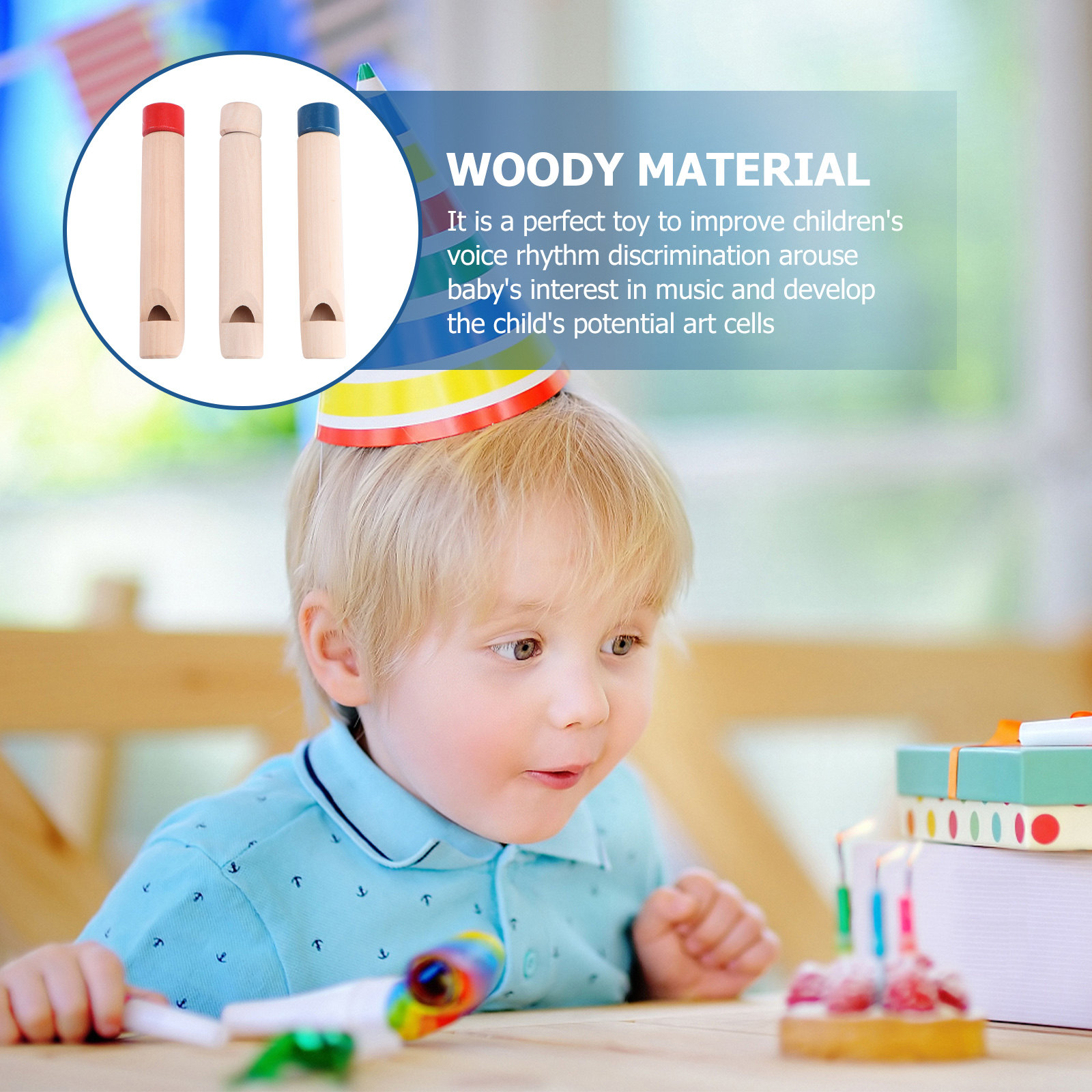 Kids Education Design - 3 fischietti in legno per bambini